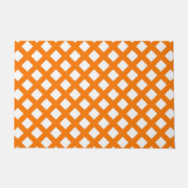 Tapete Padrão de Diamante Xadrez Laranja Branco