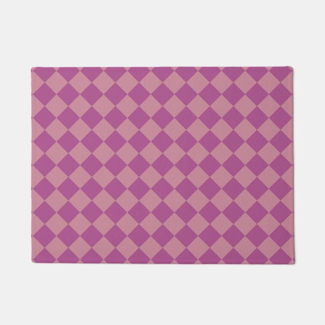 Tapete Padrão de Diamante Xadrez Rosa Roxo (Frente)