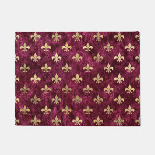 Tapete Padrão de Fleur De Lis do Mardi Gras Red Velvet Or