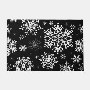 Tapete Padrão de flocos de neve Preto de Natal