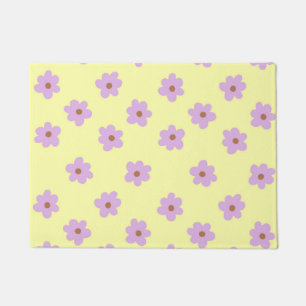 Tapete Padrão de Flor Amarelo Púrpura Y2K do Hippie Retro