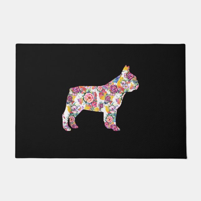 Tapete padrão de flores de buldogue francês| presente de  (Frente)