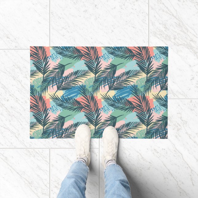 Tapete Padrão de Folha de Pastel Tropical (Interior)