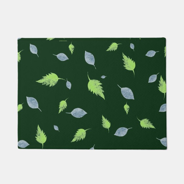 Tapete Padrão de Folhas Azul e Verde (Frente)
