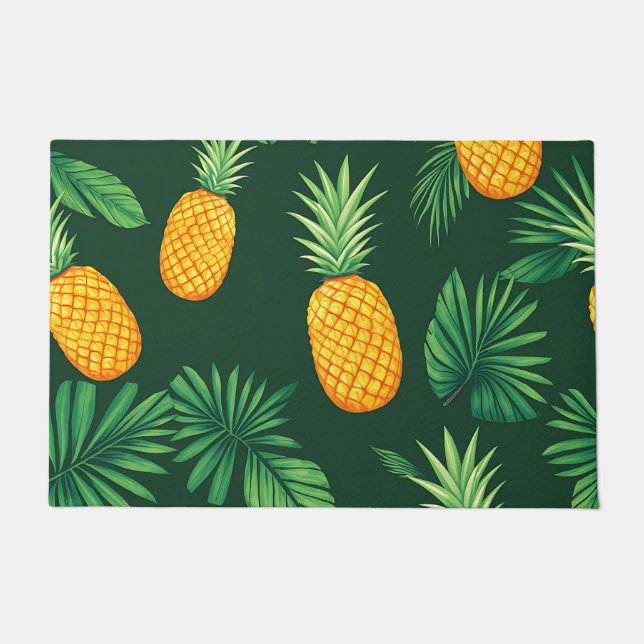 Tapete Padrão de Folhas de Abacaxi Tropical (Frente)