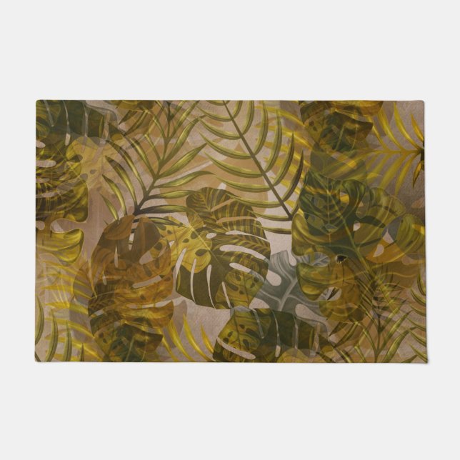 Tapete Padrão de Folhas Tropicais Terrestres (Frente)