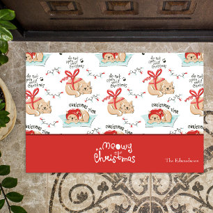 Tapete Padrão de Gato de Gatinho Feliz de Natal