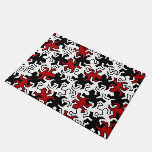 Tapete Padrão de Geckos Mosaicos - preto vermelho