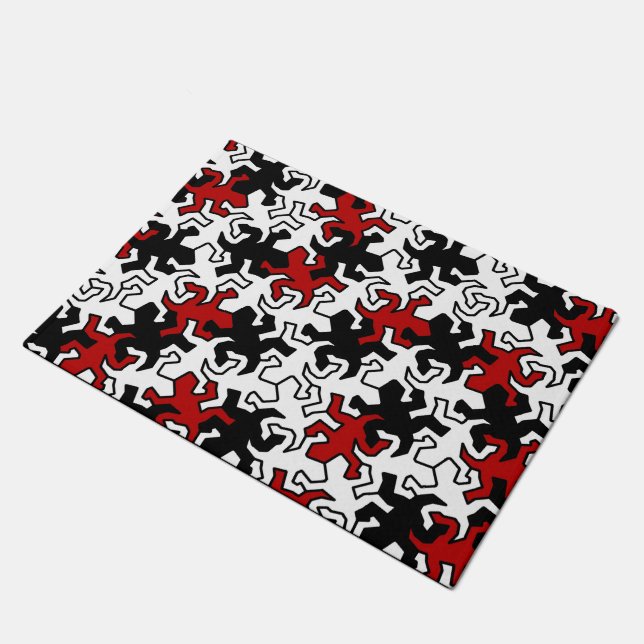 Tapete Padrão de Geckos Mosaicos - preto vermelho (Inclinado)