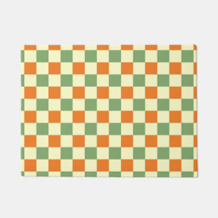 Tapete Padrão de Gingham - Laranja Verde Marrom