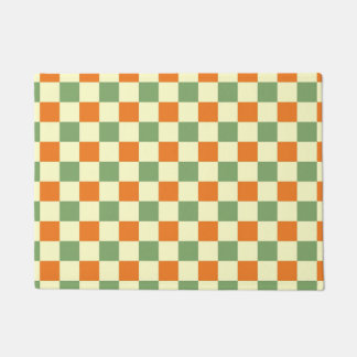 Tapete Padrão de Gingham - Laranja Verde Marrom