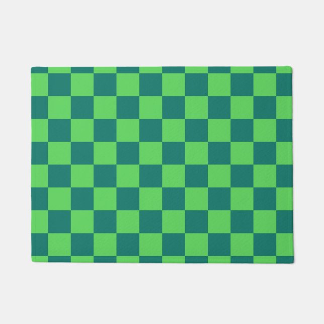 Tapete Padrão de Gingham Verde Azul (Frente)