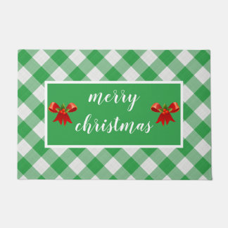 Tapete Padrão de Gingham Verde - Feliz Natal Personalizad