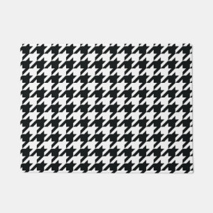 Tapete Padrão de Houndstooth Preto Branco
