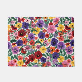 Tapete Padrão de Jardim Floral de Pensamentos de Primaver