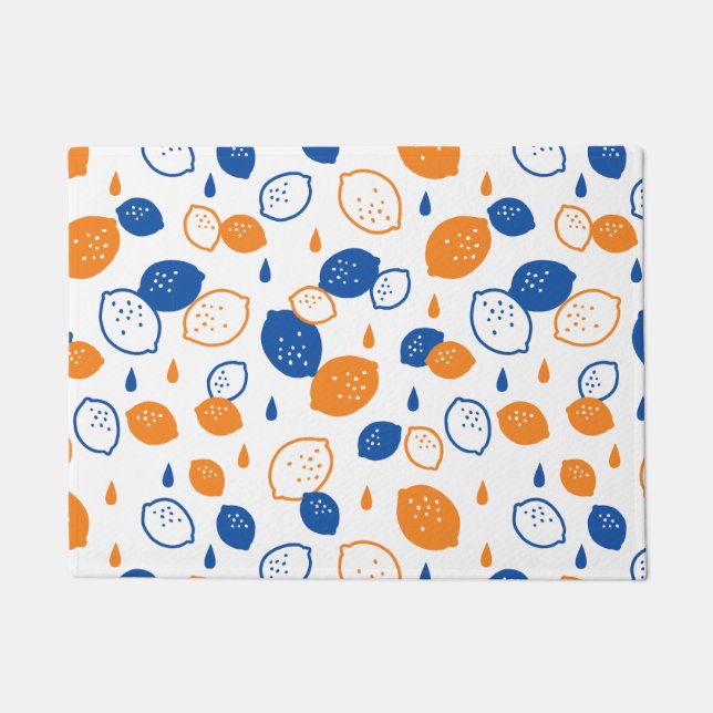 Tapete Padrão de limão azul e laranja, com Frutas empinad (Frente)