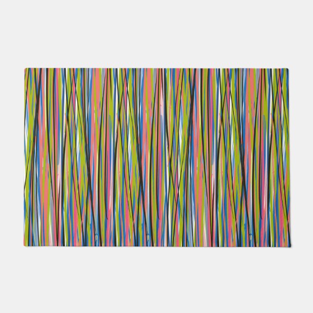 Tapete Padrão de Linha Boho abstrato indiano (Frente)