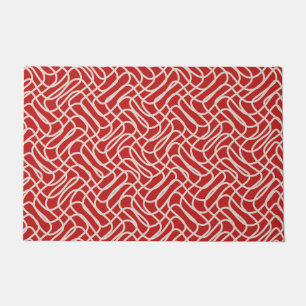 Tapete Padrão De Linha De Abstrato De Vermelho E Creme