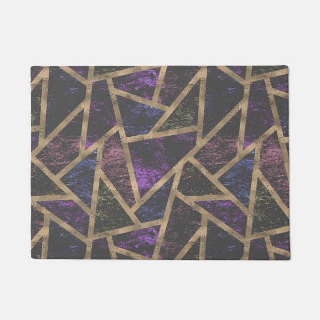 Tapete Padrão de mosaico roxo e ouro (Frente)