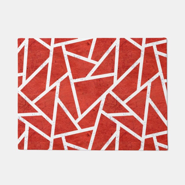 Tapete Padrão de mosaico vermelho e branco (Frente)
