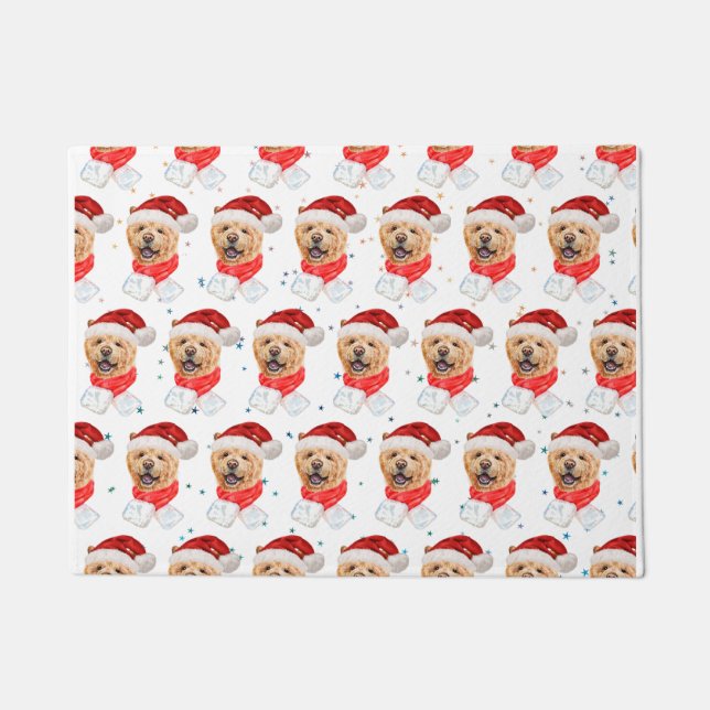 Tapete Padrão de Natal de Cachorro Chow Chow Fofo (Frente)