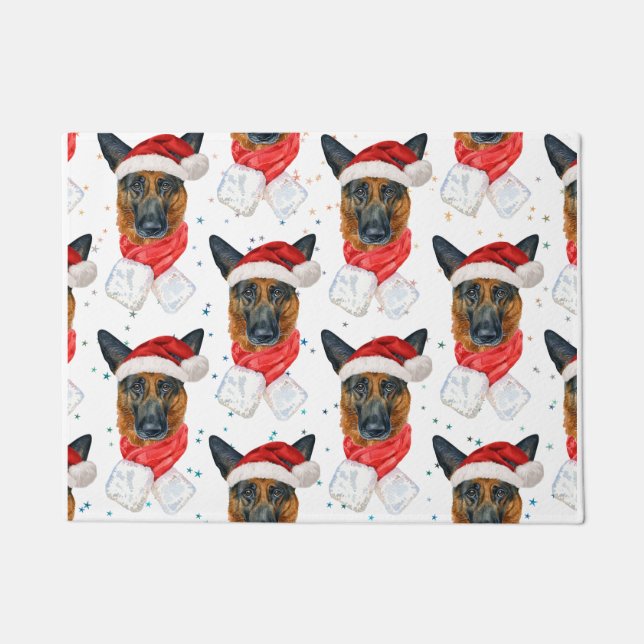 Tapete Padrão de Natal para Cachorro German shepherd (Frente)