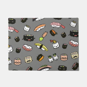 Tapete Padrão de Personagens de Sushi Fofos Kawaii