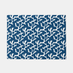 Tapete Padrão De Repetição De Coral Abstrato Azul E Branc