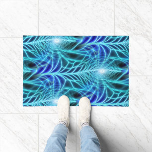 Tapete Padrão de Repetição Fractal Luminoso Azul Elétrico