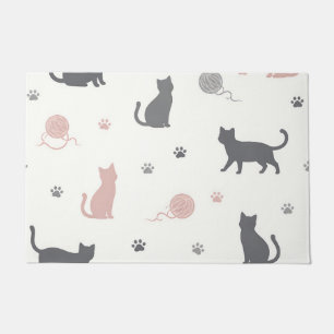 Tapete Padrão de Silhueta de Gato e Fio Caprichoso