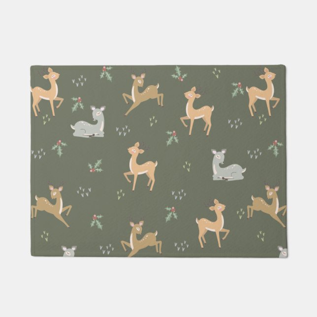 Tapete Padrão de Veado de Natal sem Olhos (Frente)