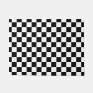 Tapete Padrão de Verificação Branco Preto