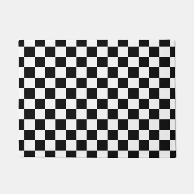 Tapete Padrão de Verificação Branco Preto (Frente)