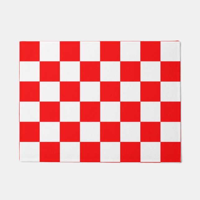 Tapete Padrão de Verificação de Branco Vermelho (Frente)