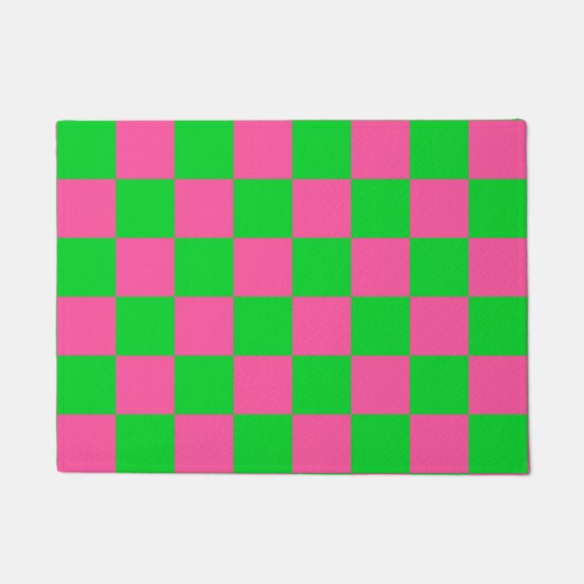 Tapete Padrão de Verificação Verde Cor-de-Rosa (Frente)