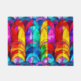 Tapete Padrão de Vidro Colorido Arco-íris Elegante