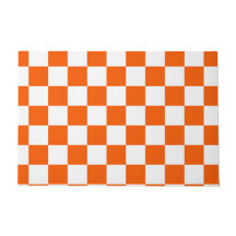 Padrão de Xadrez Laranja e Branco