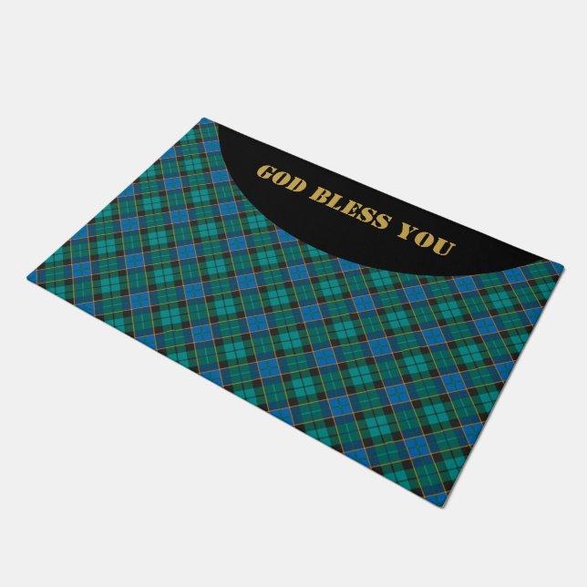 Tapete Padrão de xadrezes de Tartan - verde azul tradicio (Inclinado)