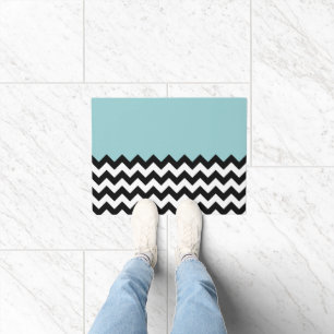 Tapete Padrão de ziguezague preto e branco, Chevron, azul