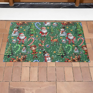 Tapete Padrão Decorativo de Natal com Fundo Verde