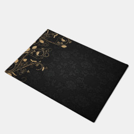 Tapete Padrão Decorativo Preto e Dourado