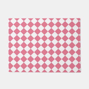 Tapete Padrão do Verificador de Diamantes Branco Rosa