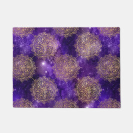 Tapete Padrão Dourado e roxo de Galáxia Dharma Mandala