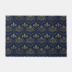 Tapete Padrão elegante de Fleur-de-lis - azul Dourado e