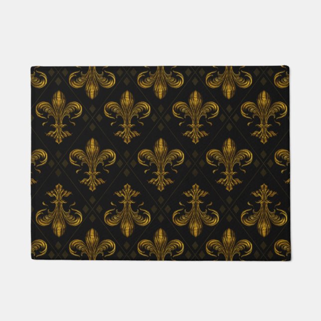 Tapete Padrão Fleur-de-lis ouro de vintage (Frente)