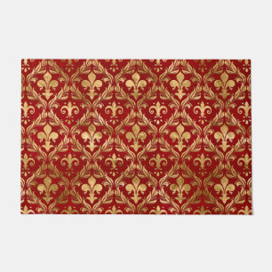 Tapete Padrão Fleur-de-lis vermelho luxuoso