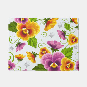 Tapete Padrão floral amarelo e rosa