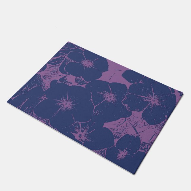 Tapete Padrão Floral Azul Malva (Inclinado)