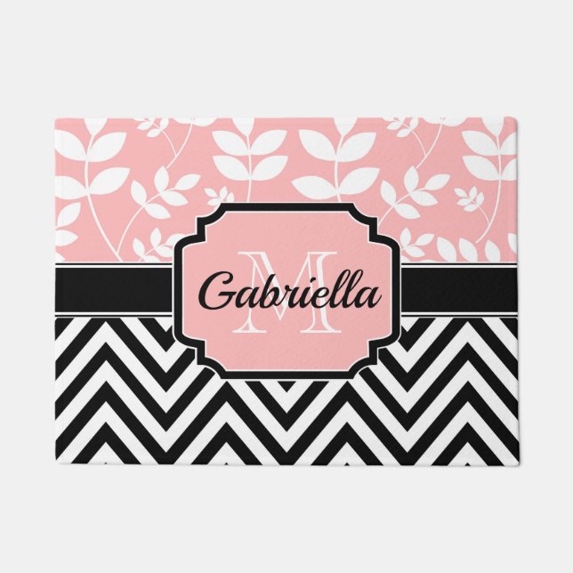 Tapete Padrão Floral & Chevron (Frente)