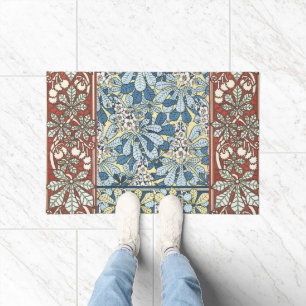 Tapete Padrão Floral de Castanheira Art Nouveau Antigo